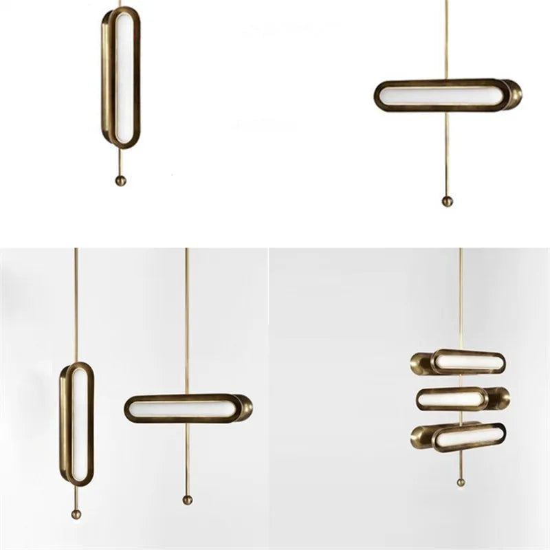 Circuit Suspension Nordique Créative LED Lumière Dorée Postmoderne pour Salon Cuisine Loft Chambre Chevet Lampe À Tête Unique - vue 9 sur 10