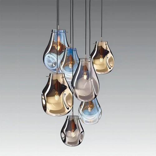 Suspension design moderne simple créatif en verre led nordique macaron - vue 3 sur 10