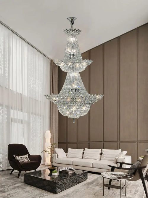 lustre led k9 cristal à intensité variable design moderne 2024 - vue 10 sur 16