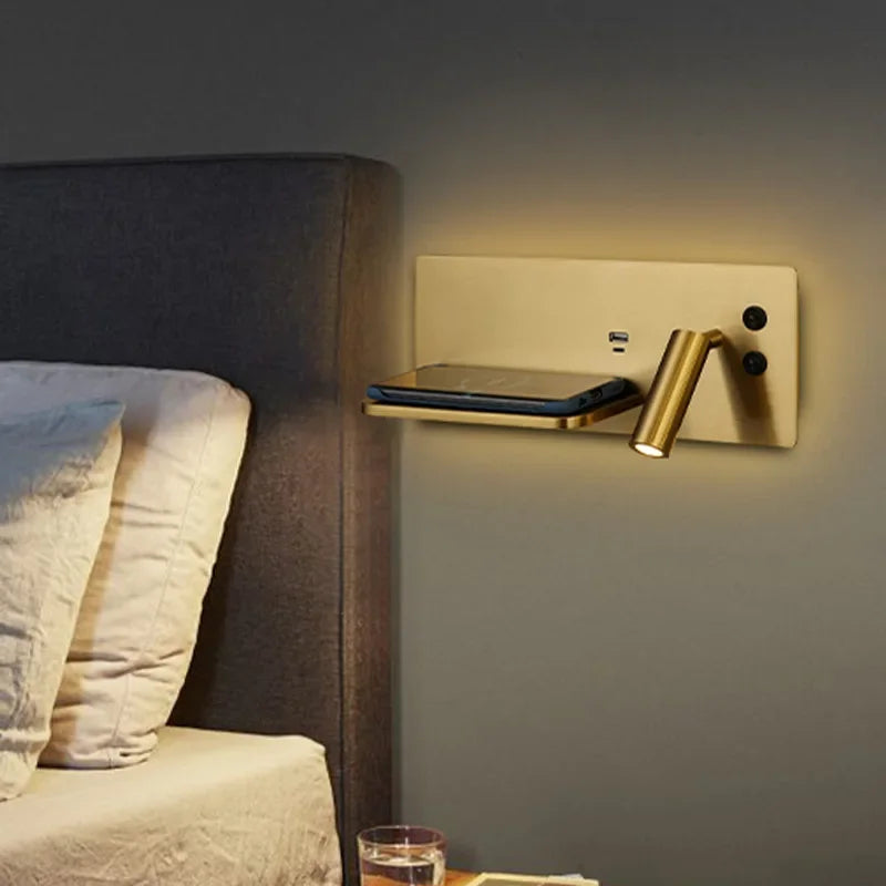 applique murale usb led sans fil luxe multi-fonction avec interrupteur - vue 3 sur 13