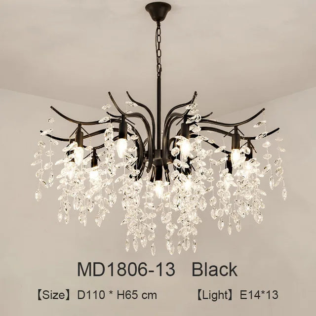 lustre nordique led en cristal de luxe décoration - vue 12 sur 14