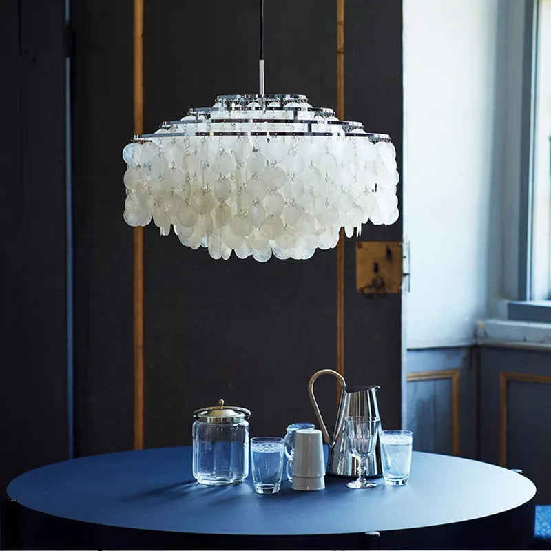 Éclairage de lustre de coquille de luxe moderne pour les luminaires suspendus de salon de Restaurant or/Chrome éclairage à la maison romantique - vue 3 sur 16