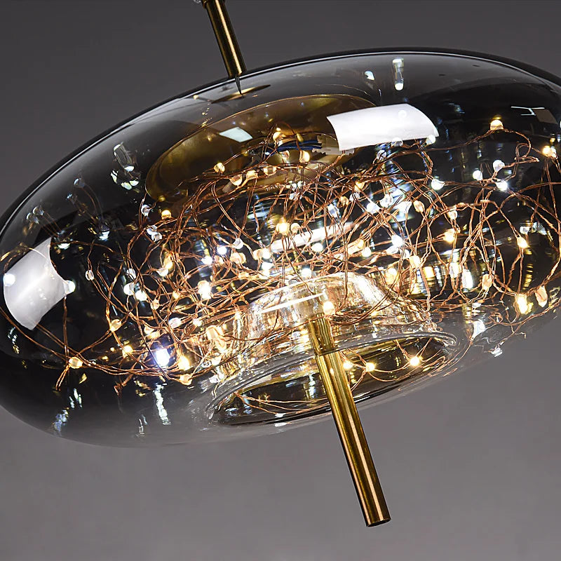 Lustre de chevet rouge en filet nordique pour fille - vue 5 sur 12
