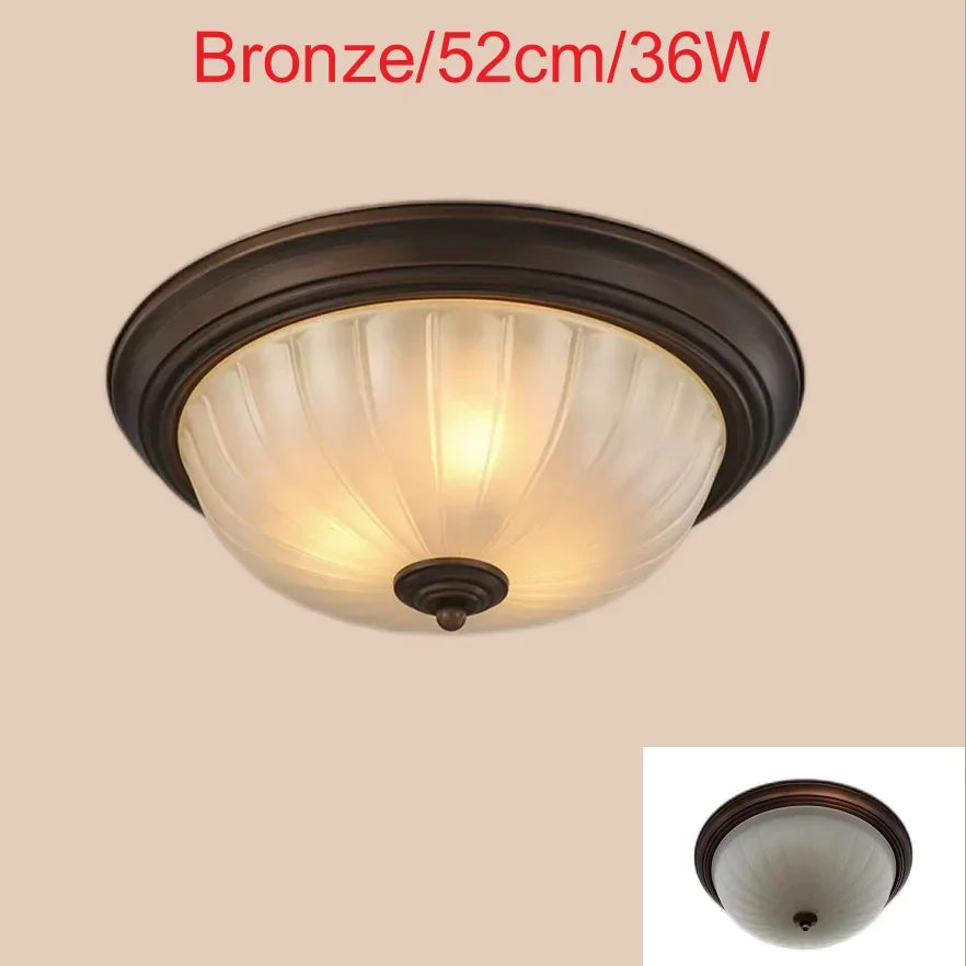 Plafonnier rond or/noir/Bronze plafonnier verre dépoli pour couloir salon cuisine LED lumineuse éclairage 110/220V - vue 18 sur 18