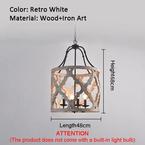 lustre en bois créatif américain rural pour boutiques et restaurants