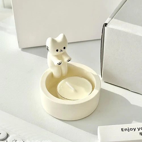 bougeoir chaton mignon pour aromathérapie cadeau anniversaire - vue 3 sur 6
