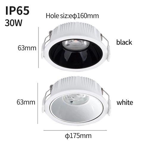 Downlight impermeável IP65LED, umidade e névoa, cozinha banheiro e vaso sanitário holofotes, beirais ao ar livre, AC 220V, 30W, - vue 7 sur 6