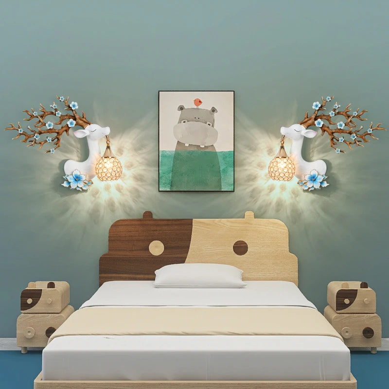 appliques murales modernes en résine style chinois cerf fortune - vue 5 sur 10