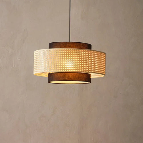 Suspension design à cannage en bambou rotin LED déco - vue 2 sur 10