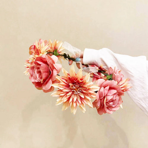 bandeau de cheveux floral bohème couronne de mariée décoratif - vue 8 sur 9