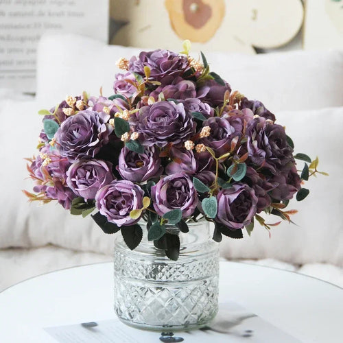 bouquet de pivoines roses en soie pour décoration intérieure - vue 5 sur 12