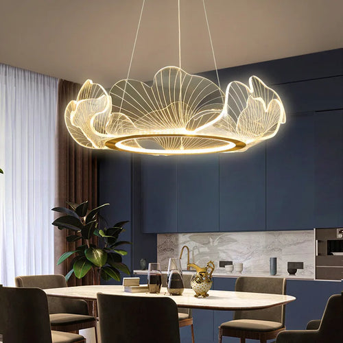 lustre led postmoderne de luxe réglable lotus feuille minimaliste - vue 3 sur 9