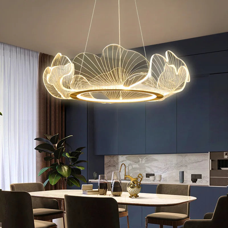 lustre led postmoderne de luxe réglable lotus feuille minimaliste - vue 2 sur 9
