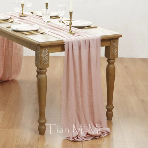 Chemin de table coton gaze style vintage mariage - vue 16 sur 29