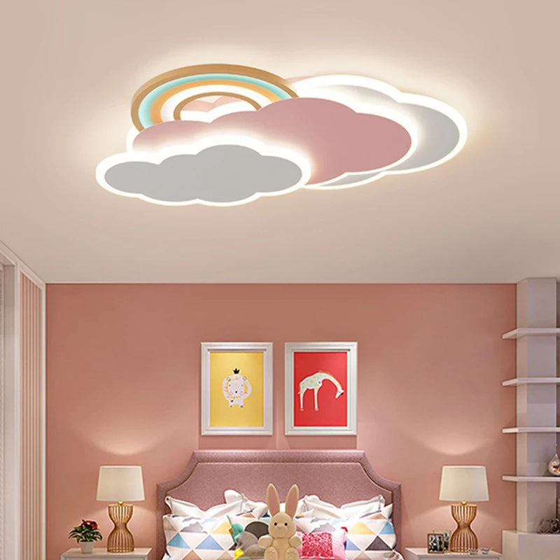 plafonnier nuage arc-en-ciel romantique pour princesse avec télécommande en option - vue 5 sur 8
