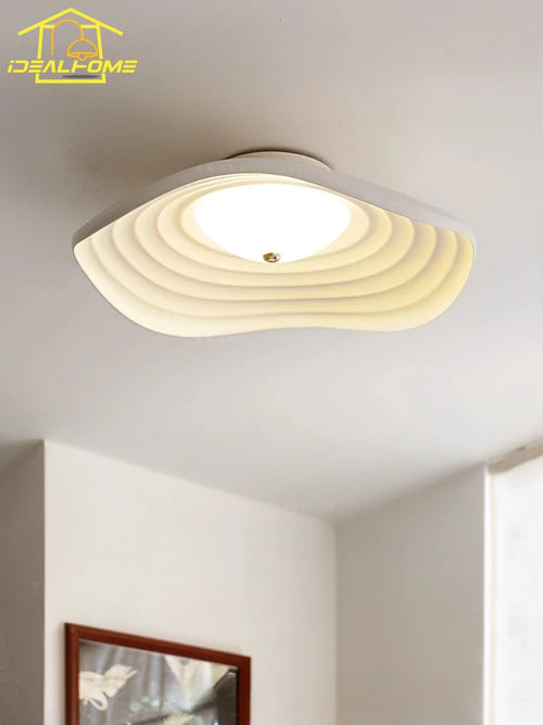 plafonnier led rétro en résine feuille de lotus décoration moderne - vue 2 sur 8