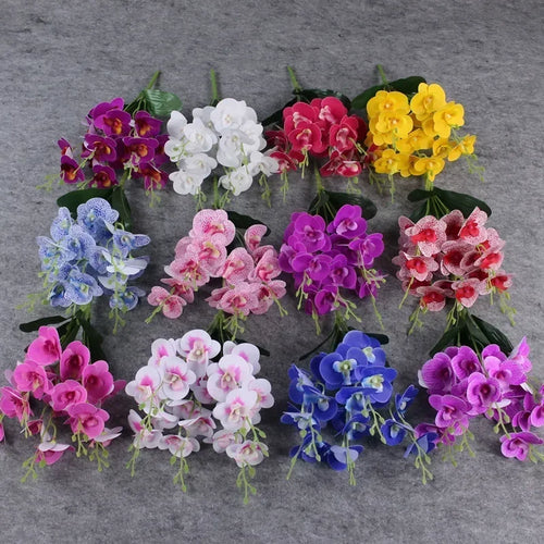 fleurs artificielles 3d décoration orchidée papillon phalaenopsis faux fleurs - vue 4 sur 17