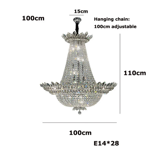 lustre led k9 cristal à intensité variable design moderne 2024 - vue 17 sur 16