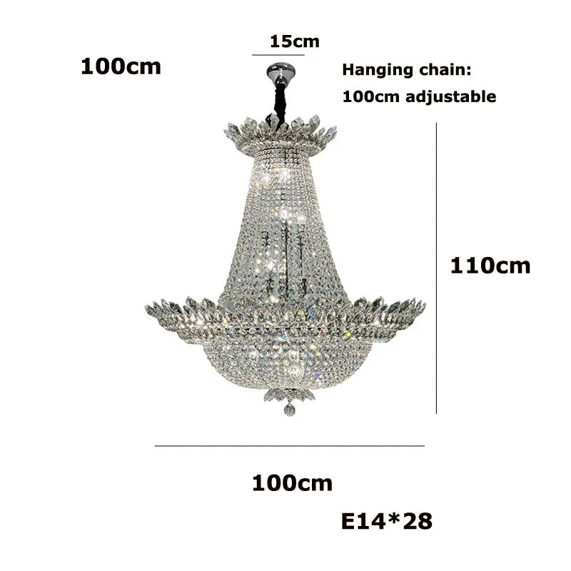 lustre led k9 cristal à intensité variable design moderne 2024 - vue 16 sur 16