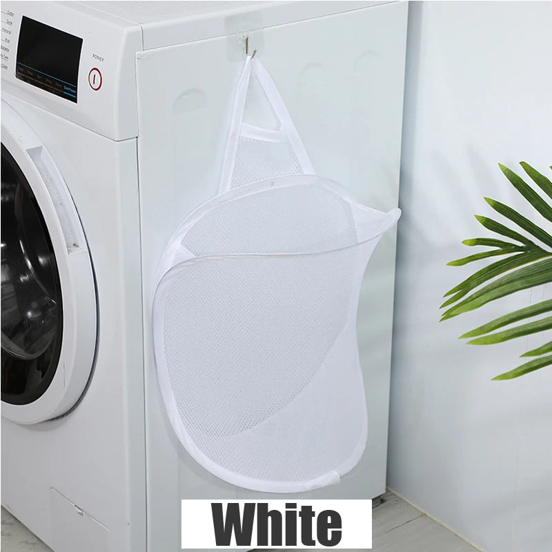 panier à linge pliable mural sac de rangement en filet portable - vue 8 sur 8