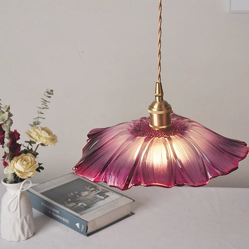 Suspension Vintage en verre de fleur - vue 3 sur 10