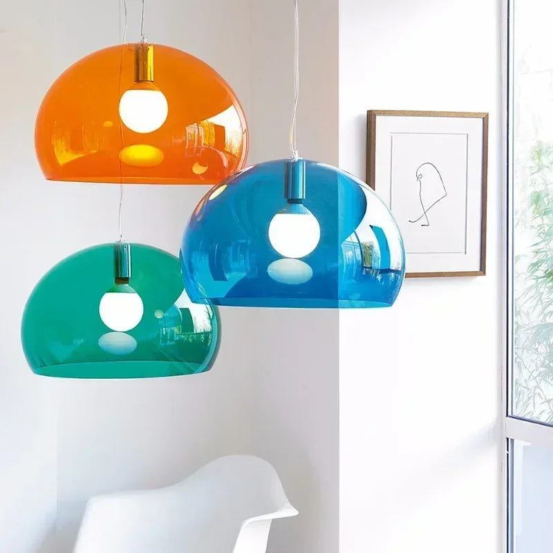 Italian Designer Dome Pendant Lamp Colorful Acrylic Chandelier Ceiling Suspenion Hanging Light with E27 Bulb - vue 2 sur 19