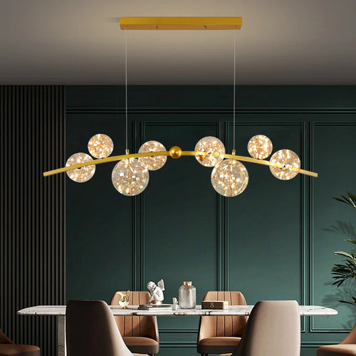 suspension led nordique boule de verre clair pour bar restaurant - vue 2 sur 14