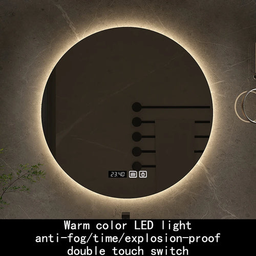 miroir rond avec rétroéclairage réglable et antibuée décoratif - vue 14 sur 24