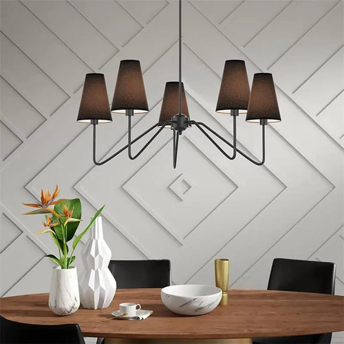 Lustres classiques or poli/noir avec abat-jour en lin blanc lustre moderne de chambre à coucher - vue 3 sur 14
