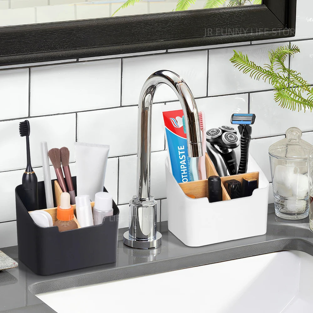 porte-brosse à dents en bambou pour salle de bain et rangement - vue 2 sur 10