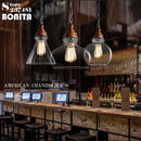 edison luminaire suspendu vintage en verre bois et fer