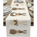 Chemin de table lin motifs lapin coeur paques