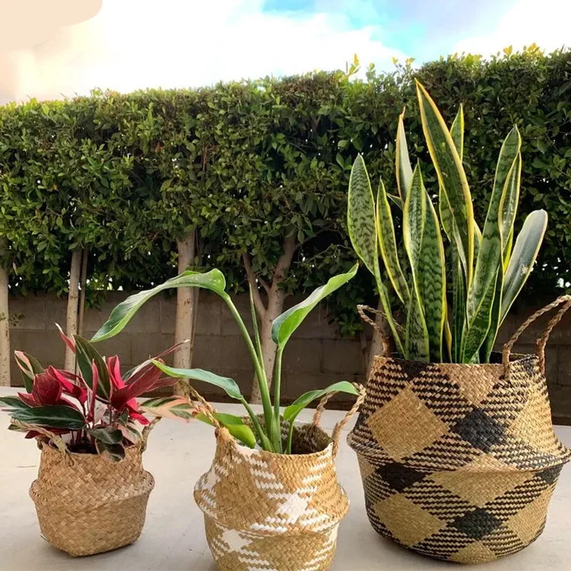 paniers de rangement en bambou pliables pour décoration et jardin - vue 3 sur 10
