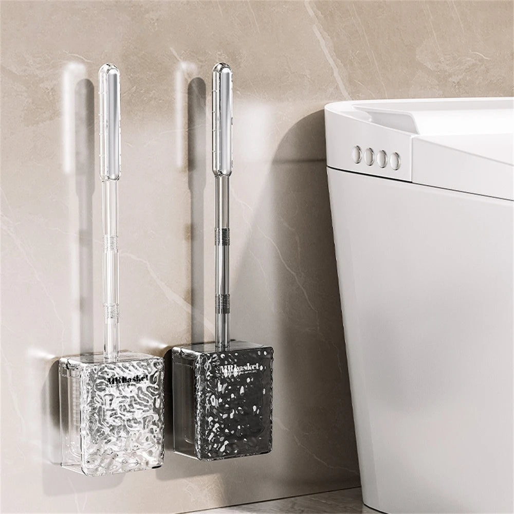 brosse de toilette à ventouse motif glacier avec long manche et fixation murale - vue 1 sur 8