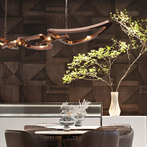 lustre de luxe en acier inoxydable pour bar et restaurant - vue 2 sur 5