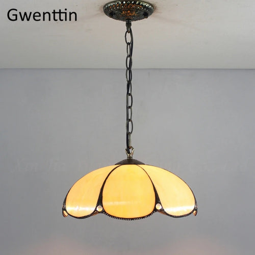 lustre tiffany en verre teinté pour décoration intérieure - vue 2 sur 10