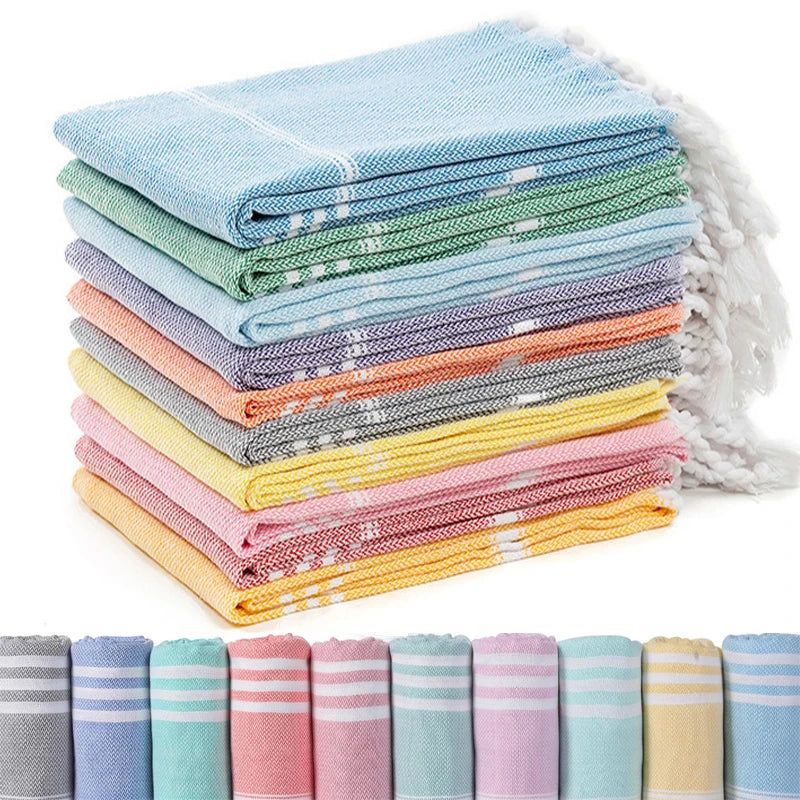 Serviette de plage turque coton franges rapide absorbante - vue 4 sur 7