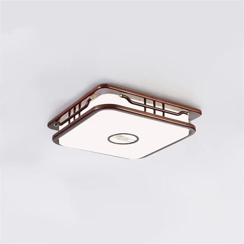 plafonnier moderne en bois massif style chinois avec lampe LED - vue 2 sur 10