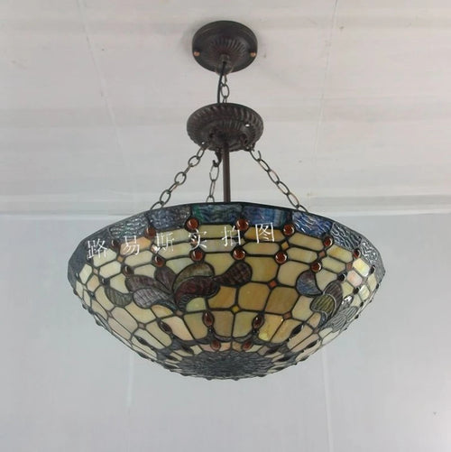 lustre en verre tiffany classique style européen pour décoration intérieure - vue 5 sur 6