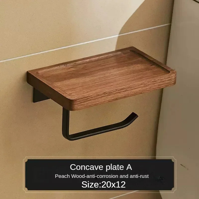 porte-serviettes en bois et aluminium organisateur mural pour accessoires de douche - vue 10 sur 16