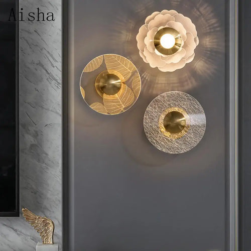 applique murale led en forme de fleur décorative en métal doré - vue 2 sur 9