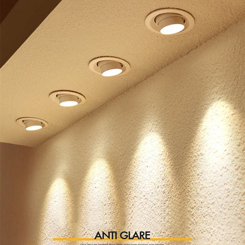 style 	 zoom angle réglable encastré led downlight cob plafonnier - vue 6 sur 6