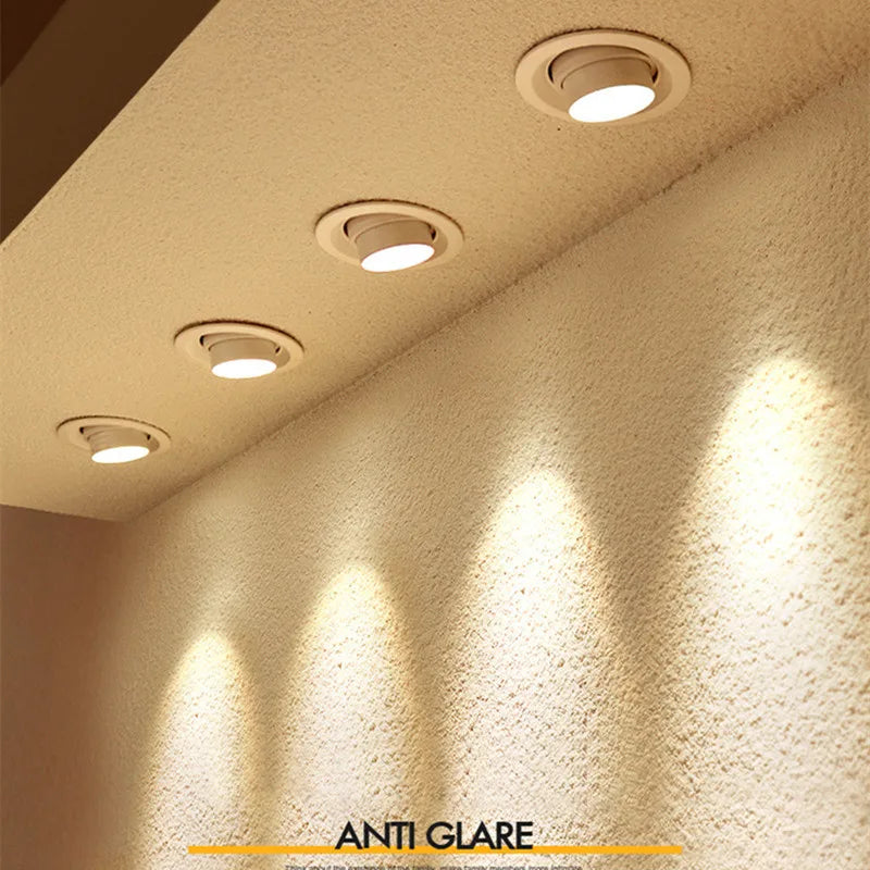 style 	 zoom angle réglable encastré led downlight cob plafonnier - vue 6 sur 6