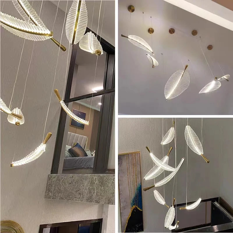 suspension moderne en forme de feuille pour décoration intérieure - vue 6 sur 6