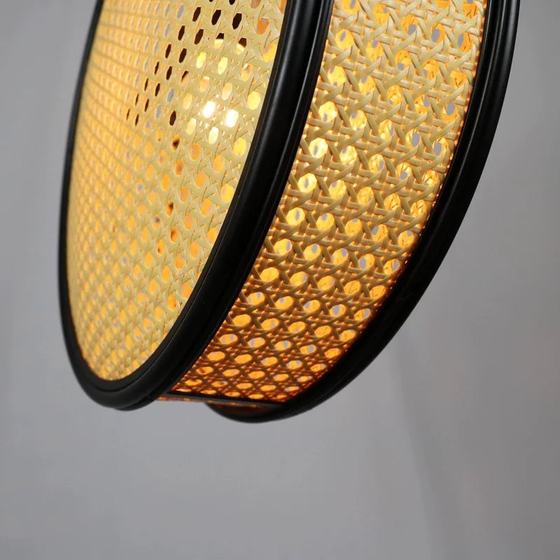2024 Japanese style Quiet Wind Restaurant Bar, Restaurant Island, Homestay Bedhead Vine Weaving Art Pendant Light - vue 4 sur 9