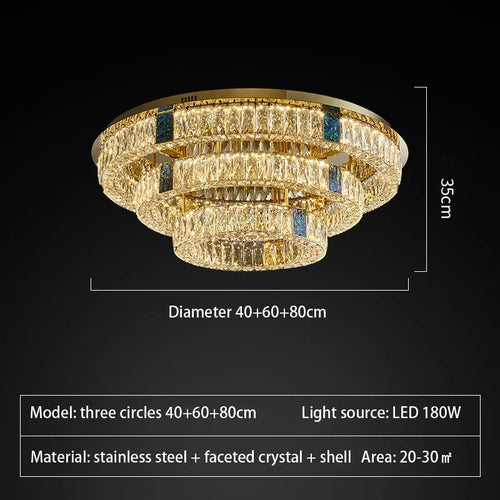 plafonnier en cristal de luxe à led pour décoration intérieure - vue 9 sur 15