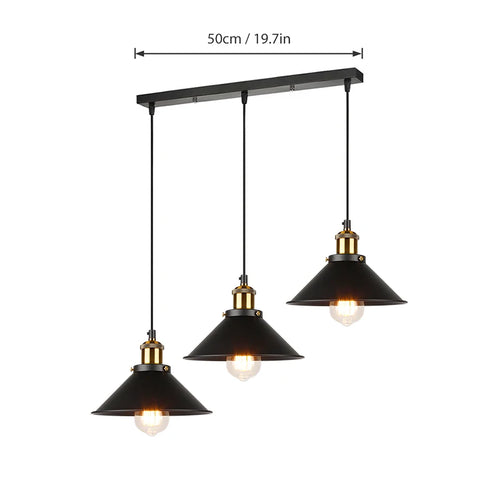 lustre industriel rétro à trois têtes suspendues pour maison - vue 13 sur 16