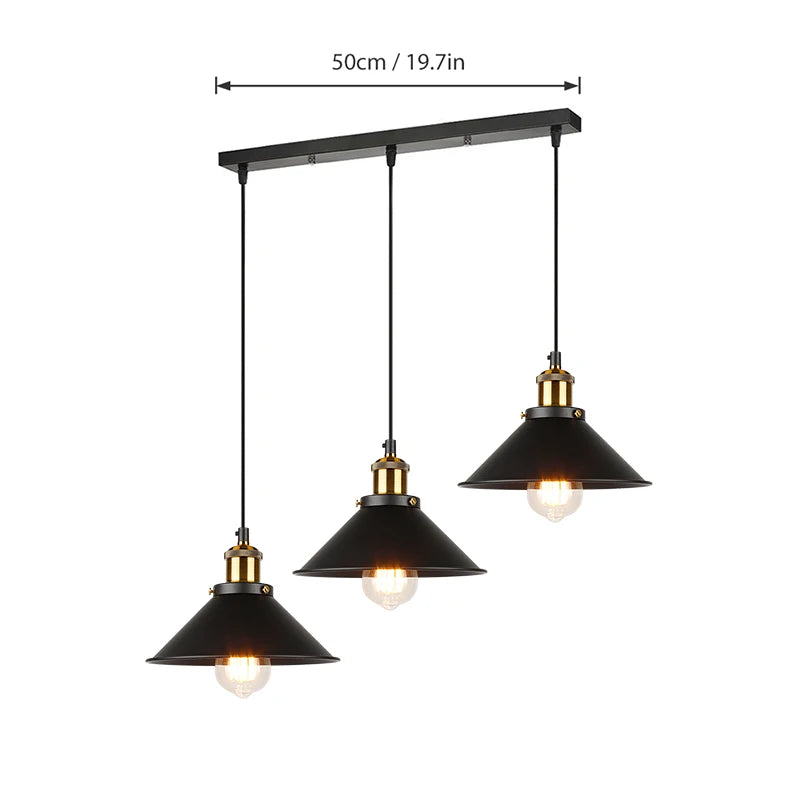 lustre industriel rétro à trois têtes suspendues pour maison - vue 13 sur 16