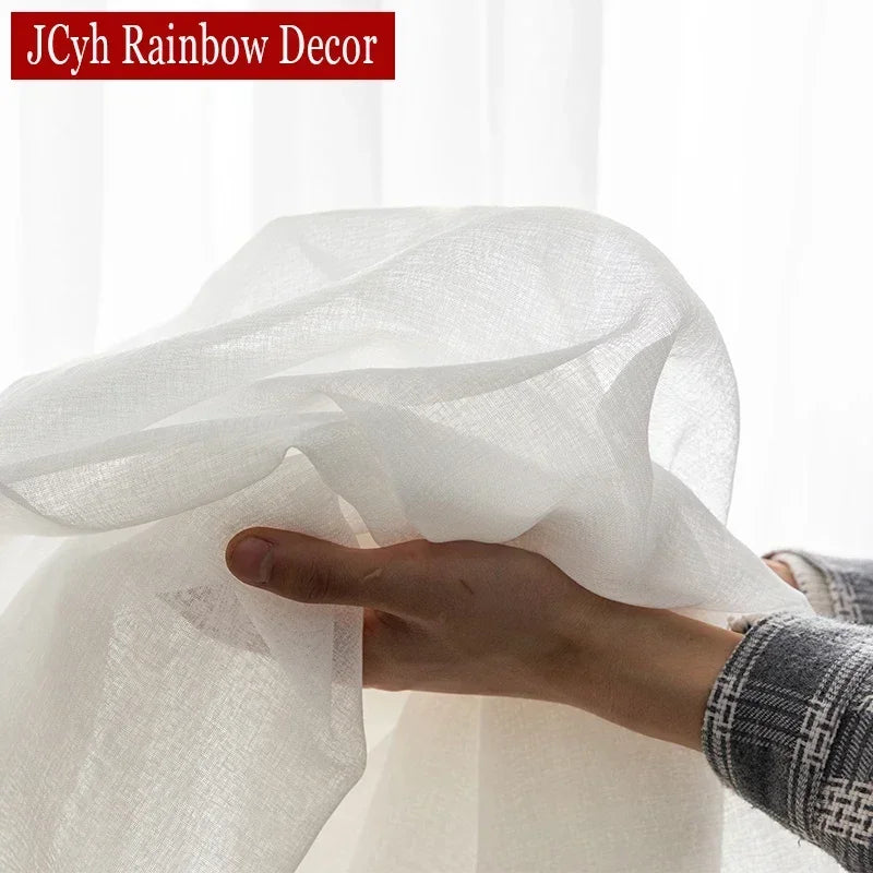 Voilage tulle transparent style moderne pour salon fenetre - vue 5 sur 7