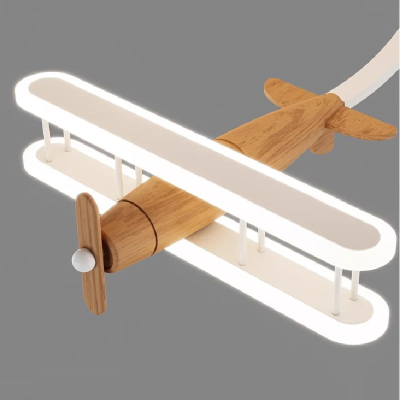 plafonnier avion en bois pour chambre d'enfant moderne et chaleureux - vue 6 sur 8
